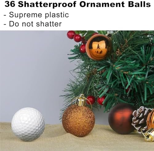 Bronze 1.6" Small Christmas Balls Christmas Tree Decoration Ornaments Shatterproof Hanging Balls for Xmas Tree Holiday Wreath Garland Decor Set of 36pcs Brown Christmas Ornaments