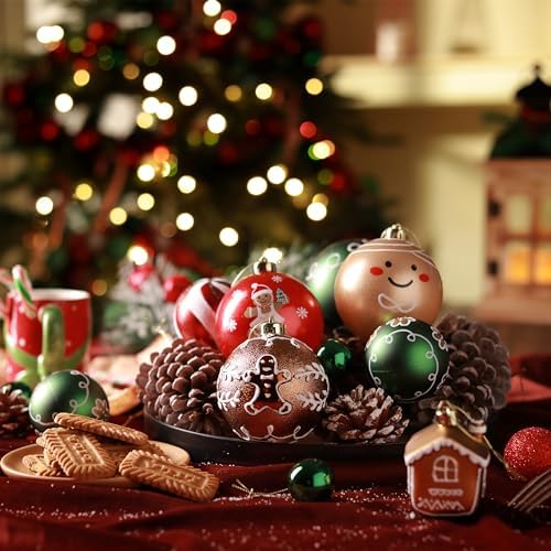 DecorbyHannah 60ct Gingerbread Christmas Ornaments Set for Tree Decorations