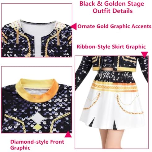 Kids Pop Singer Golden Costume Girls Halloween Costumes Outfit & Accessory