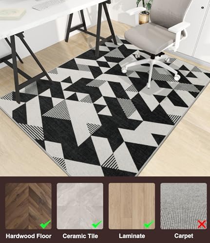 chakme Office Chair Mat for Hardwood Floor, 72"x48" Easy Glide Computer Desk Mat Protector for Rolling Chair Under Desk Rug Nonslip Backing, Machine Wash, (Geometry)