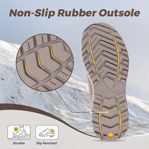 FitVille Wide Width Mens Winter Boots Fur Lined Extra Wide Snow Boot Lightweight Non Slip Outdoor Mens Diabetic Shoes for Flat Feet