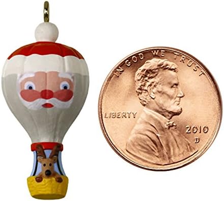 Hallmark Keepsake Mini Christmas Ornament 2018 Year Dated, Santa Hot Air Balloon Up and Away Miniature, 1.31"