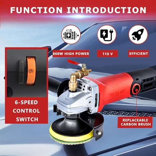 Wet Polisher Grinder,860W/110V Variable Speed Wet Buffer with 4'' Diamond Polishing Pad Tools Kit,Low-noise Wet Stone Polisher Buffing Machine for Concrete,Floor Surface,Marble,Ceramic Tile