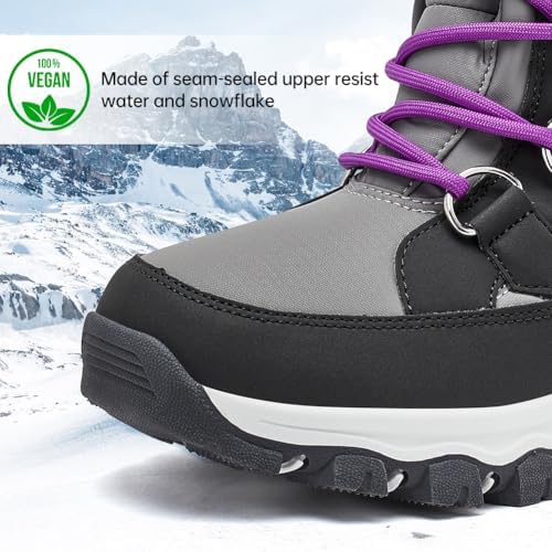 HOBIBEAR Womens Winter Boots Warm Faux Fur Lined Snow Boots Cold Weather Outdoor Shoes Water Resistant