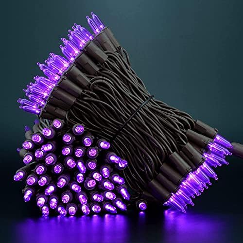 YULETIME 200 Purple LED Christmas Lights, 66 Feet Brown Wire UL Certified Commercial Grade Holiday String Light Set