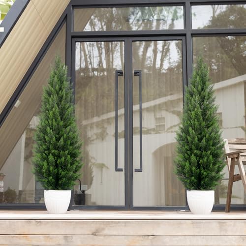Vitalismo 5FT Artificial Cedar Trees Set of 2 for Outdoor Front Porch