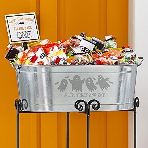 Let's Make Memories Personalized Beverage Tub - Halloween Party Décor - Trick or Treat Candy Bowl w/Stand - Ghost