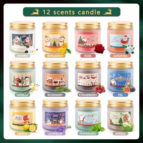 Candle Advent Calendar 2026, 12 Days of Christmas Countdown Candles, Festive Scented Soy Wax Gift Set, Holiday Aromatherapy Candles for Women, Christmas Decor