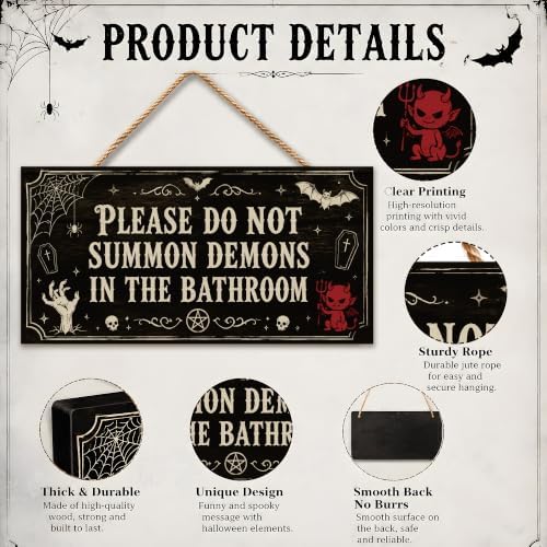 Halloween Decorations - Funny Wooden Sign for Wall Home Door Bathroom