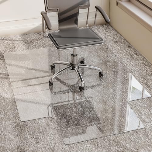 36" x 48" Irregular Tempered Glass Office Chair Mat, Floor Mat for Carpet