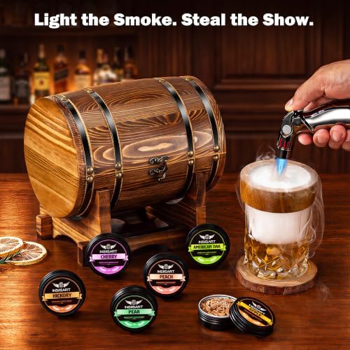 INSISART Whiskey Smoker Kit, Old fashioned Smoker Kit with Barrel,Charred