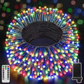 Christmas Lights Outdoor, Christmas Tree Lights Plug in, 8 Modes Twinkle String Light for Bedroom Wedding Party Ceiling Xmas Home Decorations 300 LED(Multicolor 98 FT)