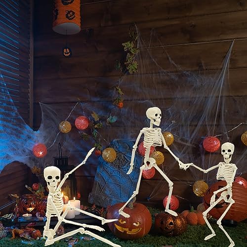 6 Packs Halloween Skeletons, 16 Inch Posable Skeletons for Halloween Props