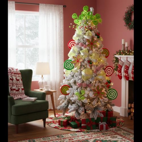 Christmas Tree Decorating Kit, Christmas Ornaments,Candy Candy Christmas Decorating KitTree Kit, Peppermint Christmas Tree, Ornaments Green red