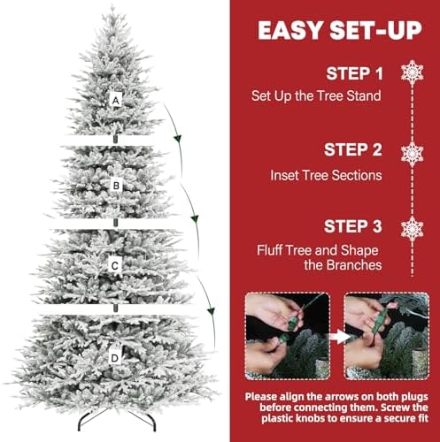 Hykolity 12 ft Prelit Christmas Tree with Realistic Flocked PE Foliage