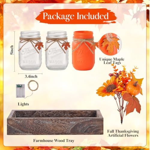 Mason Jar Fall Thanksgiving Table Decorations, Centerpieces for Tables