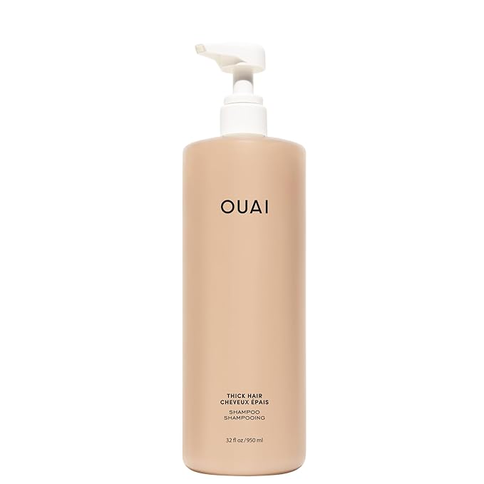 OUAI Thick Hair Shampoo - Salon Size Hydrating Shea Butter Shampoo for Thick, Frizzy Hair - Deeply Moisturizing and Frizz Fighting with Marshmallow Root and Avocado Oil - Sulfate Free, 32 Oz
