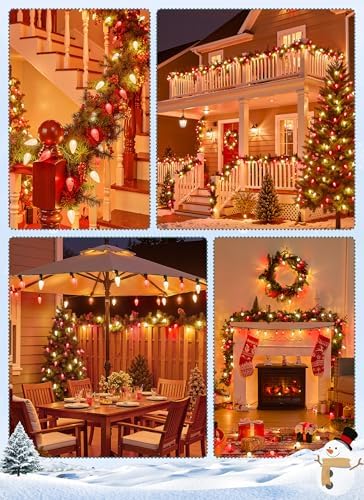 C9 Christmas Lights Outdoor, 102FT 150 LED String Lights with Spring Clips