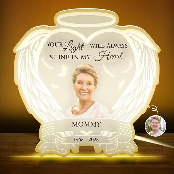 WANDER PRINTS Personalized Custom Shaped Photo Light Box - Memorial Keepsake, Father’s Day Remembrance Gift Idea, LED Night Light, Sympathy Tribute Decor - Custom Photo Always Shine In My Heart