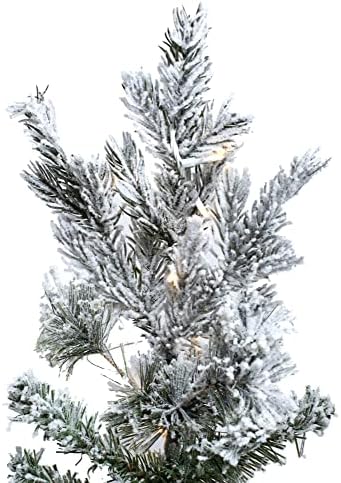 Vickerman 14' Flocked Sierra Fir Artificial Christmas Tree - Pure White LED Dura-Lit Lights - Snow Covered Faux Tree - Seasonal Indoor Home Decor - Snowy Christmas Tree - Faux Tree