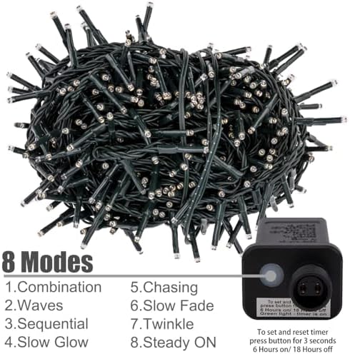 AWQ 1000 LED 82 ft Christmas Cluster Lights Xmas String Lights Multicolor
