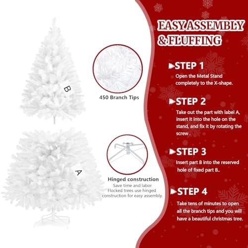 4ft White Prelit Artificial Christmas Tree,Arbol de Navidad Fake Xmas Tree