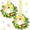 Syhood 2 Pcs 9 Inch Lighted Mini Easter Egg Wreaths