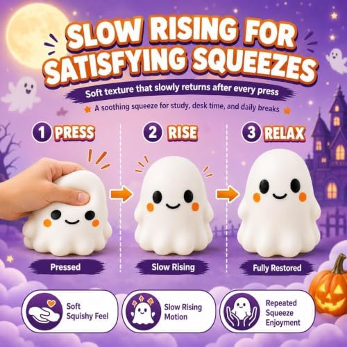 Halloween Ghost Squishy Large Soft Slow Rising Squeeze Fidget Male Female Styles 2026 Cute Ghost Squeeze, Halloween Stress Relief，Female
