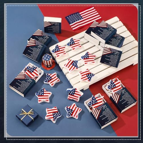 24 Sets Patriotic Theme Gifts American Flag Pattern Star with Boxes
