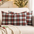 MIULEE Christmas Plaid Pillow Covers Scottish Tartan 12x20 Red and White