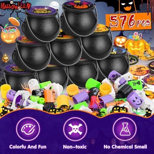 576 PCS Halloween Party Favors, Mini Witches Cauldron, Bulk Halloween Toys