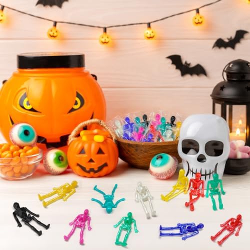 Bulk Halloween Toys Party Favors 60 PCS, Small Skeleton Figurines for Kids