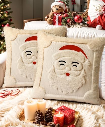 Faux Fur Christmas Pillow Covers 20x20 Set of 2
