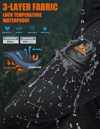 TACVASEN Men's Snow Ski Pants Winter Fleece Lined Water Resistant Insulated