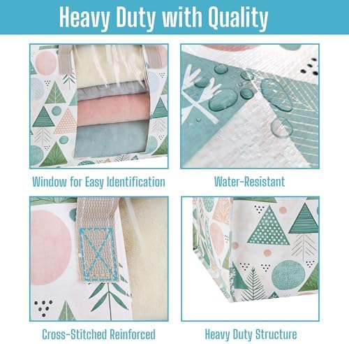 VENO Moving Bags, Christmas Storage Bags, Pastel Forest, 6 Pack