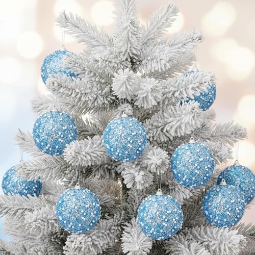 Lyrow 24 Pcs 3.15" Christmas Ball,Light Blue