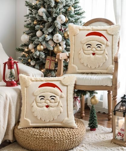 Faux Fur Christmas Pillow Covers 20x20 Set of 2