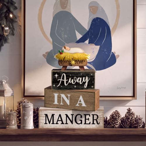 Moucuny 4 Pcs Nativity Christmas Table Decoration for Home Away in a Manger