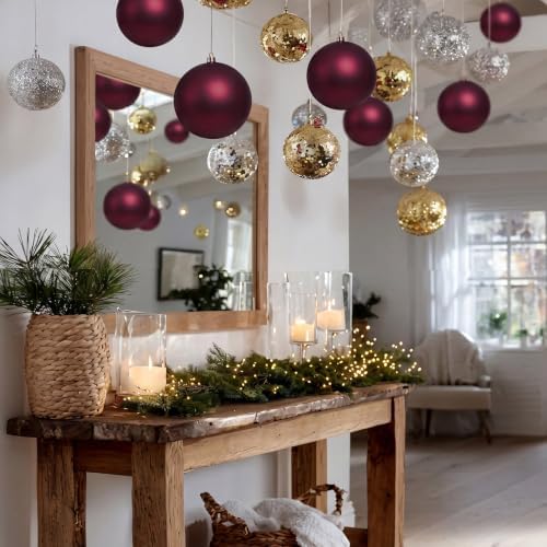 Threan 6 Inch Burgundy Matte Large Christmas Ball Ornament