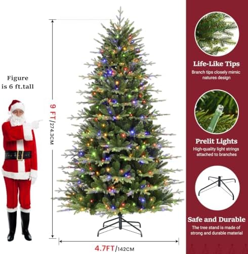 SHareconn 9ft Prelit Artificial Aspen Christmas Tree with Remote Control