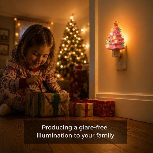 L LOHAS LED Christmas Tree Night Light, Ceramic Night Lights for Kids