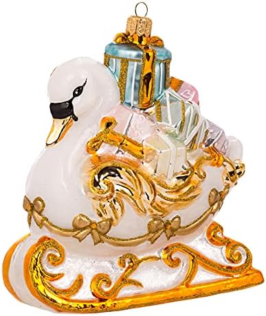 Miss Christmas 2026 Collection Gifts Galore Blown Glass Christmas Tree Ornament (Fairytale Swan Sleigh)