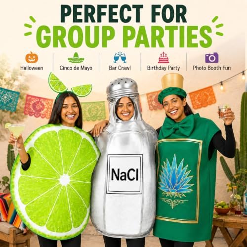 Hercicy 3 Pcs Tequila Lime Salt Halloween Costume Group Funny Set for Adult