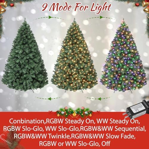 7.5FT Artificial Christmas Tree with 1,400 Branch Tips, Hinged Spruce Design & Metal Foldable Base, Easy Assembly Holiday Decoration for Home, Green