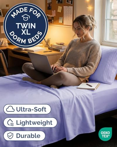 Twin XL Size 3 Piece Sheet Set - Breathable & Cooling Sheets - Lavender