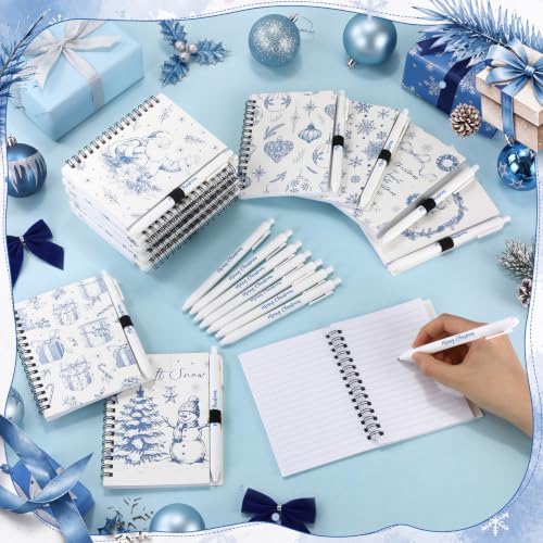 Gueevin 72 Pcs/36 Set Inspirational Notebook Pen Gifts Bulk, Blue Xmas