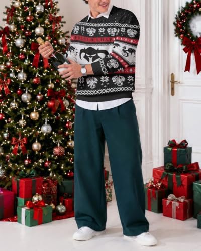 34HD Ugly Xmas Sweater–Funny Knit Christmas Sweater for Women & Men 2025, Long Sleeve Crewneck Holiday Pullover, Unisex Gift