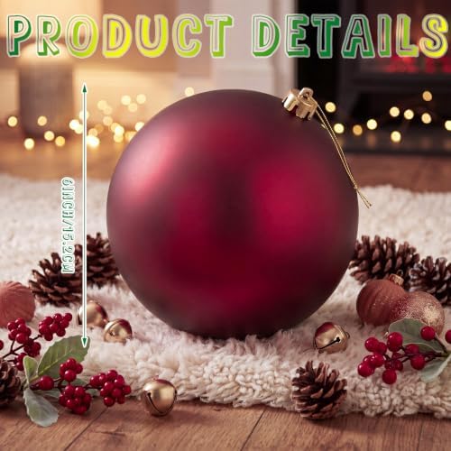 Threan 6 Inch Burgundy Matte Large Christmas Ball Ornament