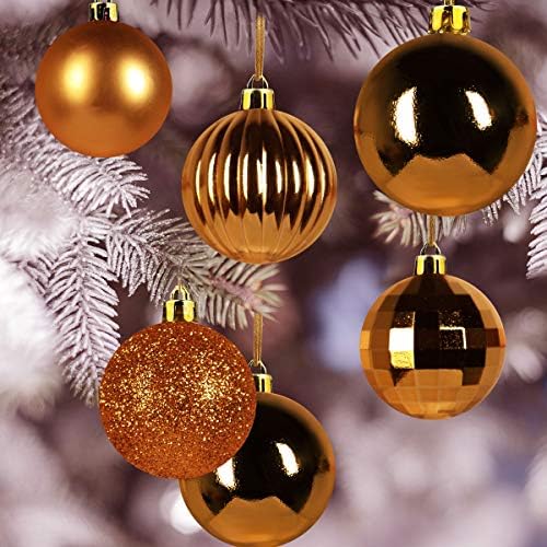 Orange Bronze 2.5" Christmas Balls Christmas Tree Decoration Ornaments Shatterproof Hanging Balls for Birthday Halloween Holiday Wedding Decorations Set of 10pcs
