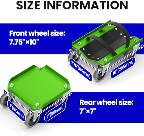 Snowmobile Dolly Set, Heavy Duty Snowmobile Moving System with V-Slide Rubber Pads, 3" TPR Swivel Casters, Steel Garage Storage Dolly for Most Snowmobiles, Up to 1500 lbs Capacity(Green)